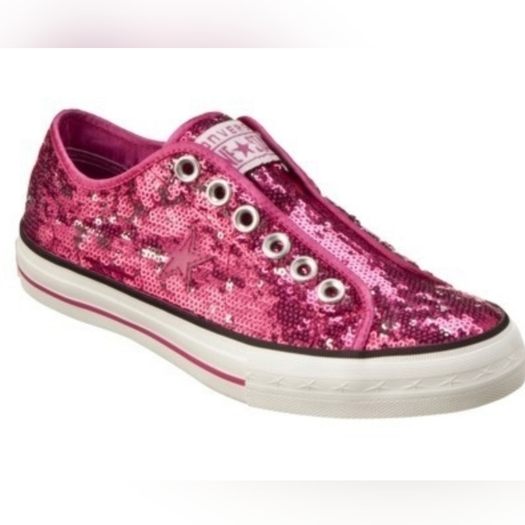 Converse One Star Pink Sequins Sneakers - Picture 1 of 11